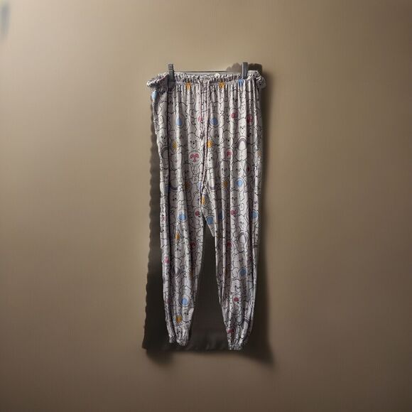 Care Bears Pajama Pants Womens Size Large Light Gray Pull On Tie Jogger Style - Picture 1 of 6
